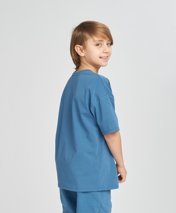 Футболка с коротким рукавом детская базовая синяя Button Blue
