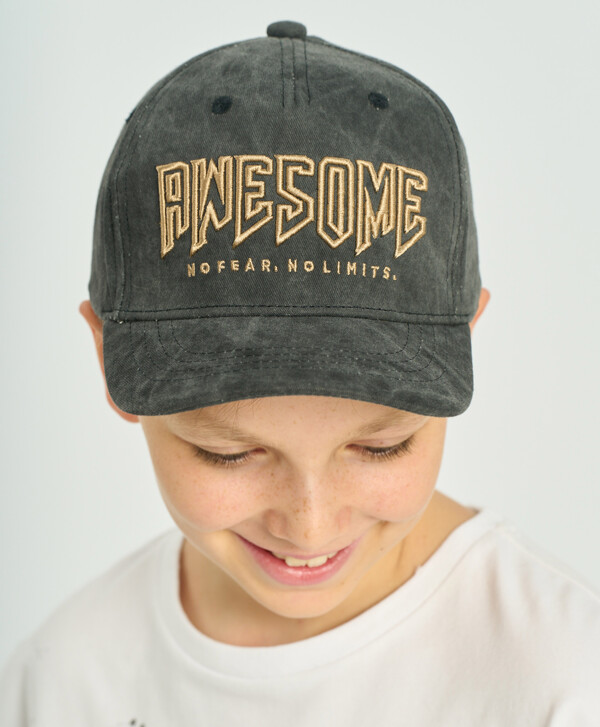 Бейсболка джинсовая детская серая с вышивкой Button Blue