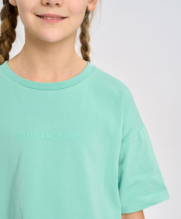 Футболка с коротким рукавом детская базовая зеленая Button Blue