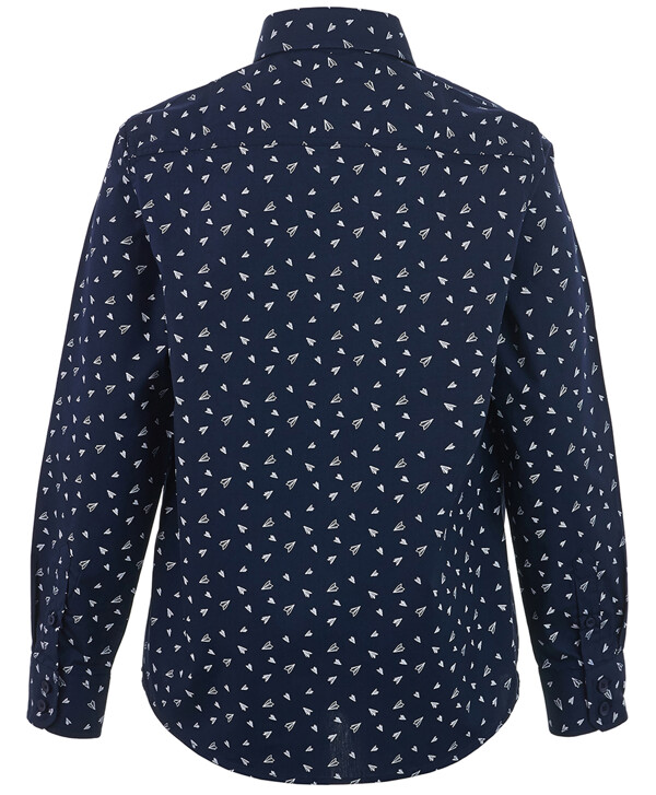 Синяя рубашка с орнаментом "Самолетик" Button Blue