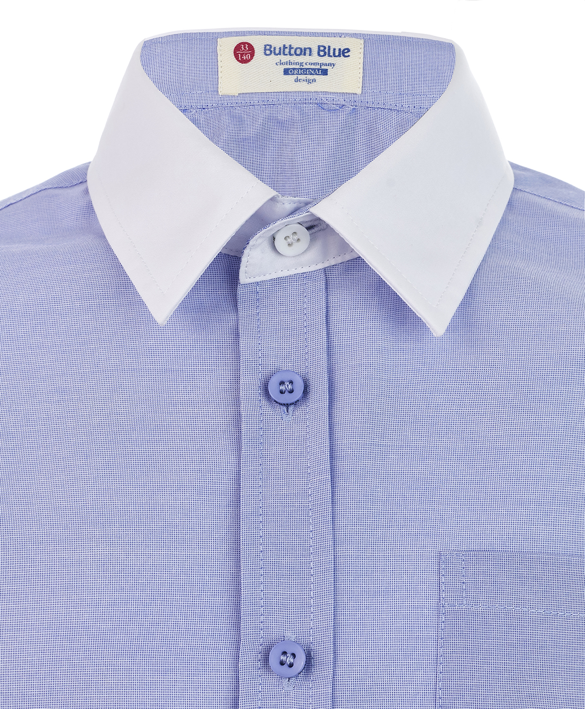 Голубая рубашка с белым воротничком Button Blue