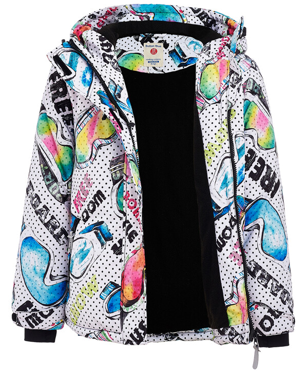 Белая зимняя куртка с орнаментом Button Blue