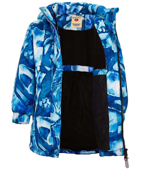 Синее зимнее пальто с орнаментом Button Blue