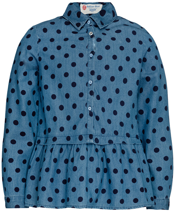 Голубая блузка с баской Button Blue