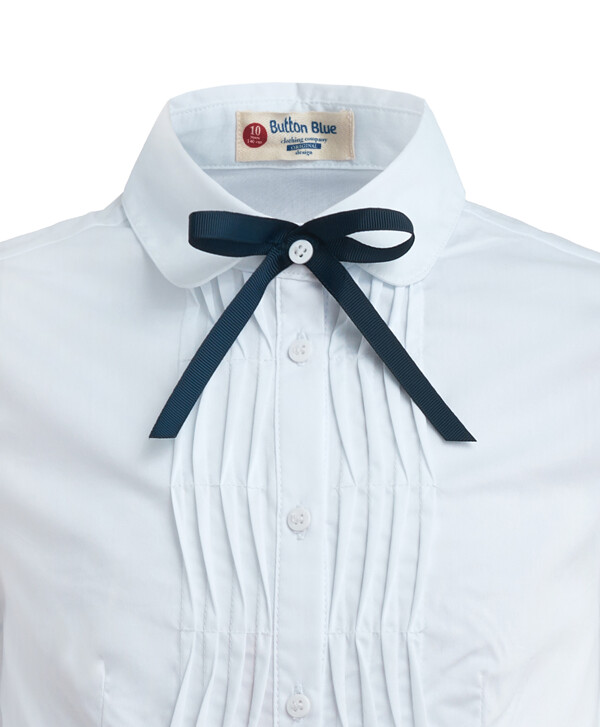 Белая блузка со сменным бантиком Button Blue
