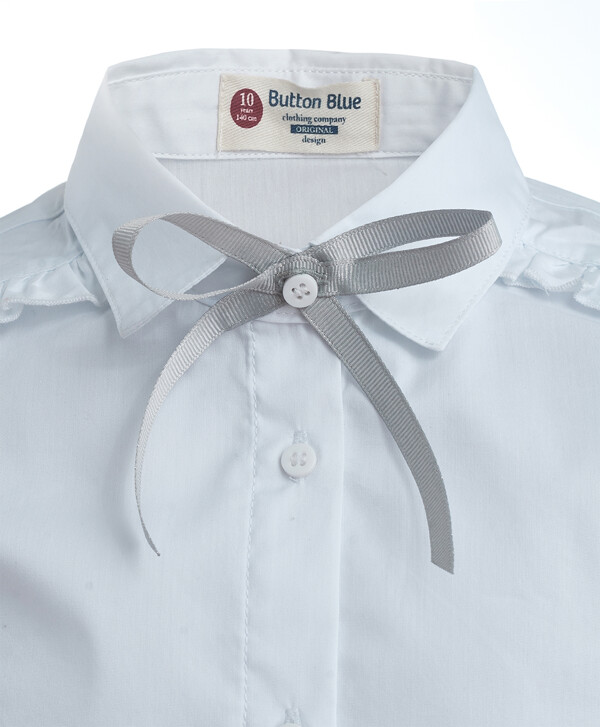 Белая блузка со сменным бантиком Button Blue