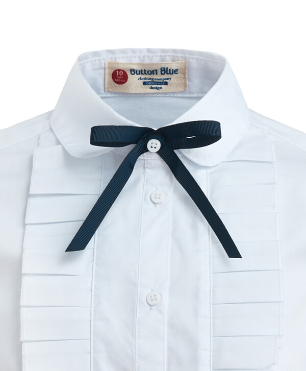 Белая блузка со сменным бантиком Button Blue