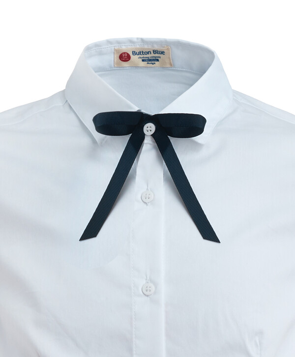 Белая блузка со сменным бантиком Button Blue