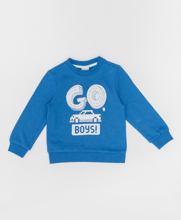 Синяя толстовка из футера Button Blue