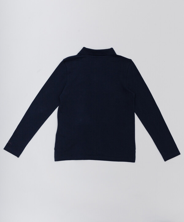 Синее поло с длинным рукавом Button Blue