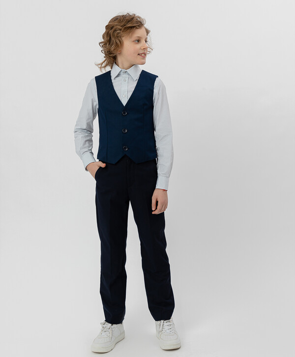 Синий классический жилет Button Blue
