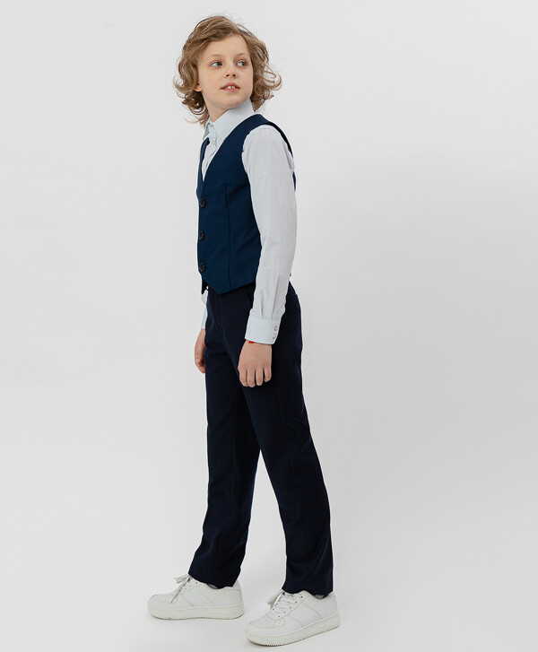 Синий классический жилет Button Blue