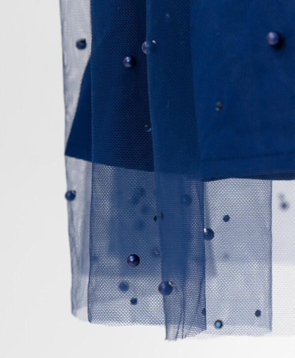 Синее платье с сеткой Button Blue