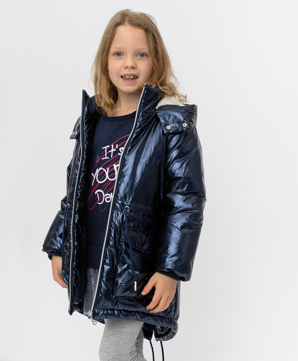 Синее демисезонное пальто Button Blue