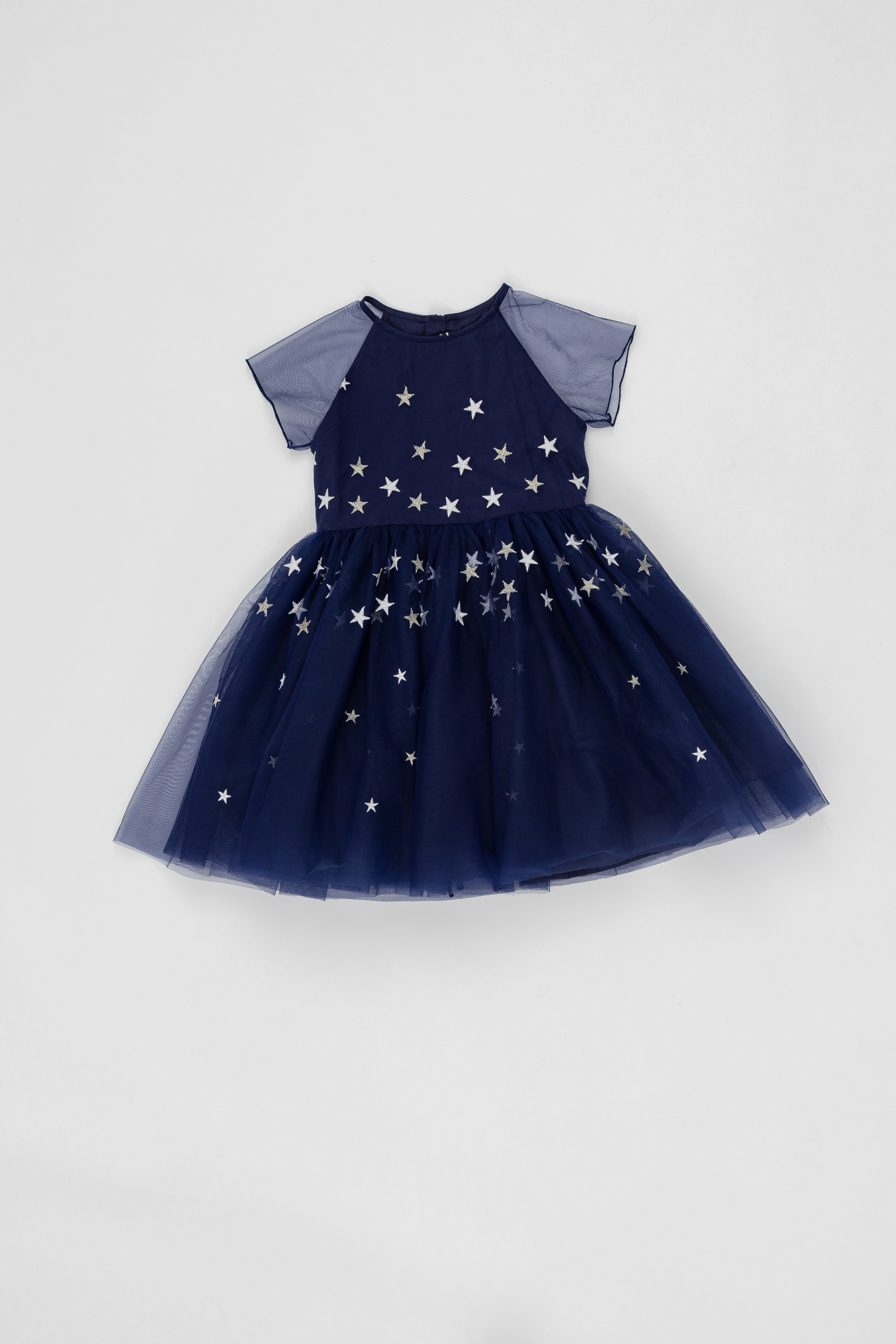 Синее платье с сеткой Button Blue