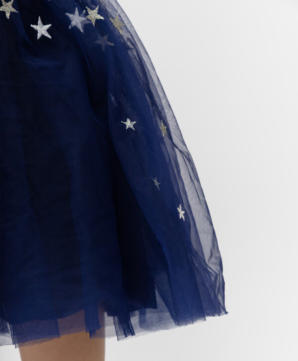 Синее платье с сеткой Button Blue
