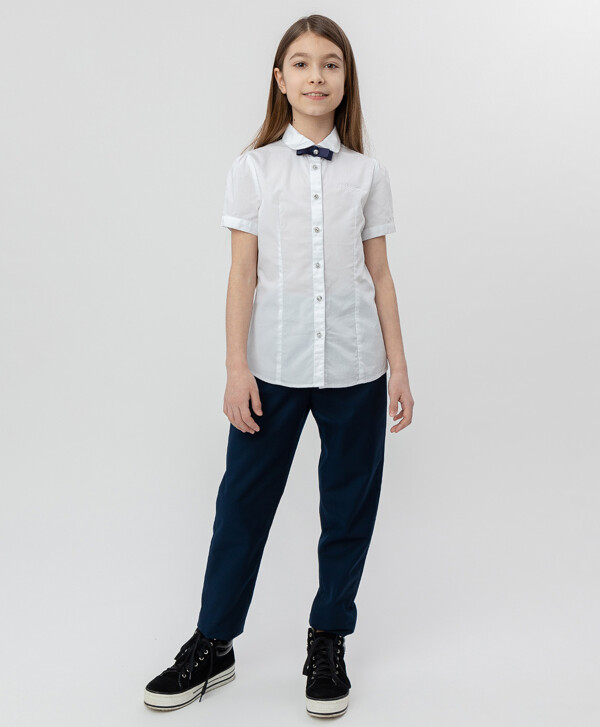 Белая рубашка с коротким рукавом Button Blue