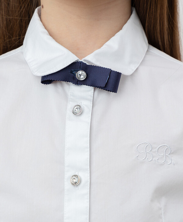 Белая рубашка с коротким рукавом Button Blue