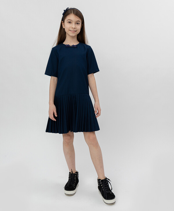 Синее платье с коротким рукавом Button Blue