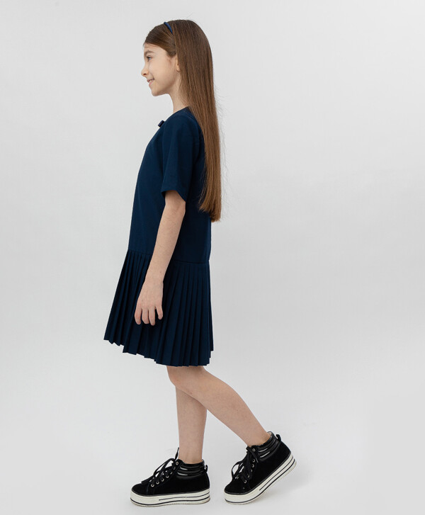Синее платье с коротким рукавом Button Blue