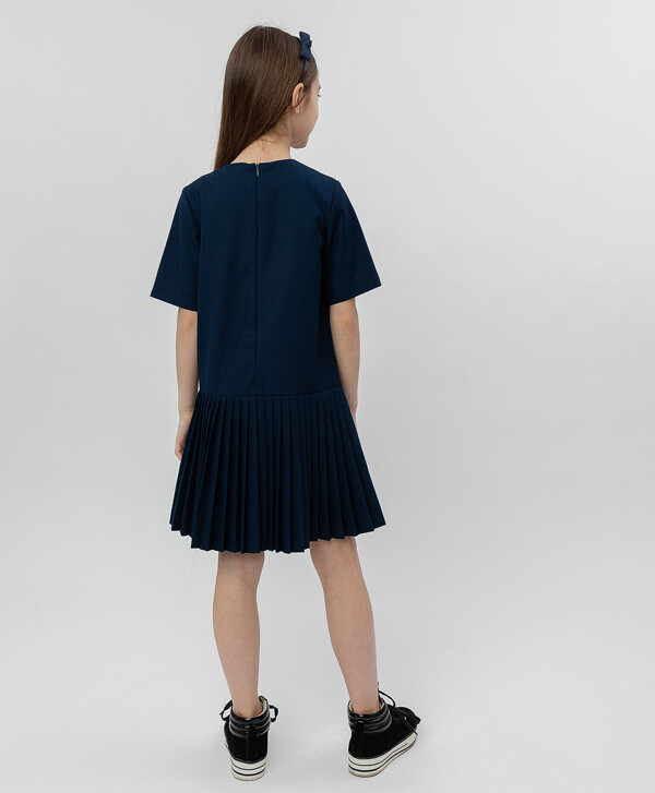 Синее платье с коротким рукавом Button Blue