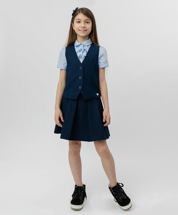 Синий классический жилет Button Blue