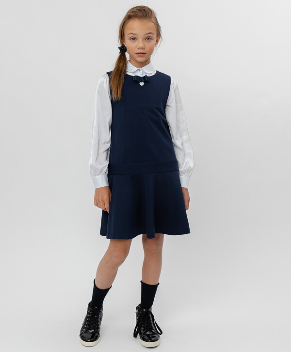 Синее трикотажное платье Button Blue