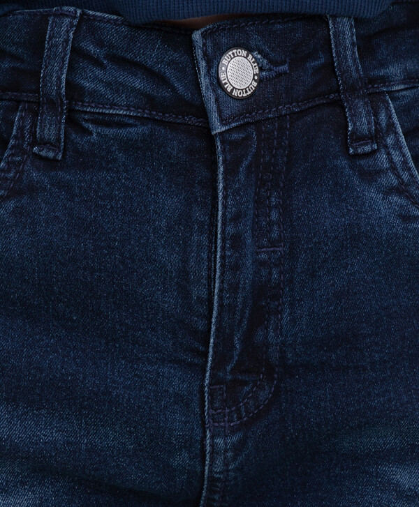 Джинсы утепленные на флисовой подкладке с эластичной посадкой синие Button Blue