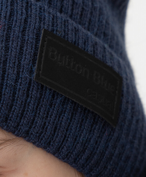 Шапка вязаная на подкладе синяя Button Blue
