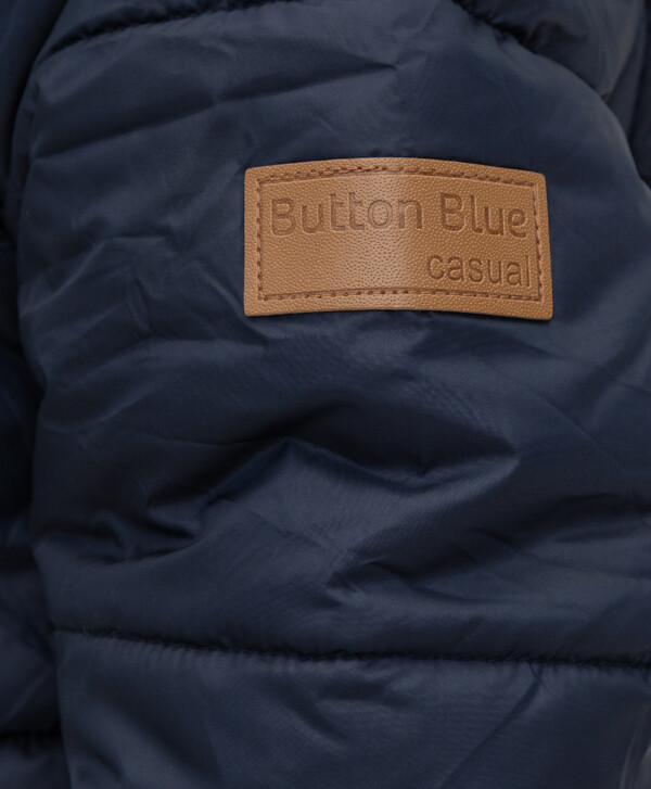 Полупальто зимнее удлиненное с капюшоном и высоким воротом черное Button Blue
