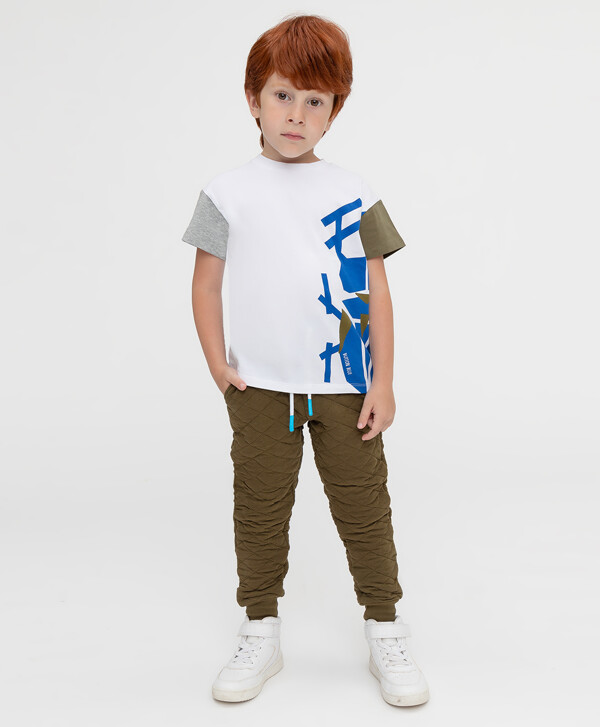 Брюки свободного кроя на резинке в стиле casual хаки Button Blue