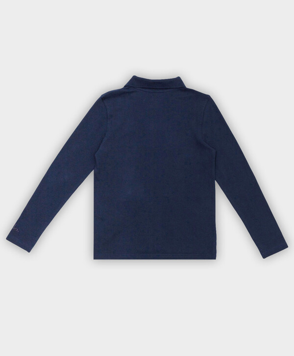 Поло синее с длинным рукавом Button Blue