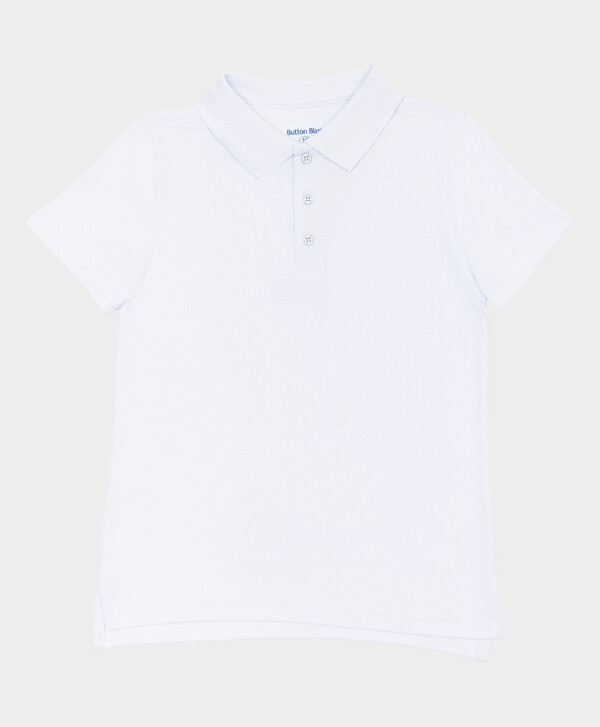 Поло белое с коротким рукавом Button Blue