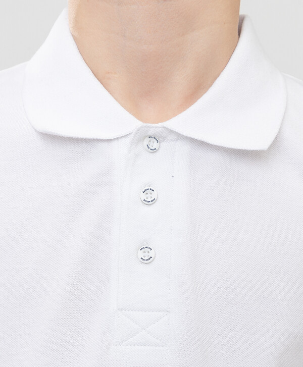Поло белое с коротким рукавом Button Blue