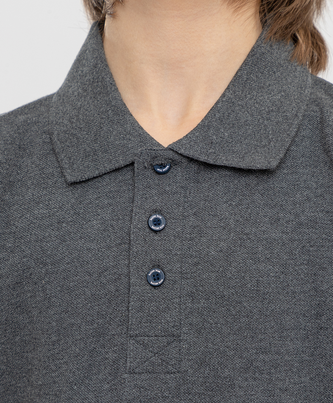 Поло серое с коротким рукавом Button Blue