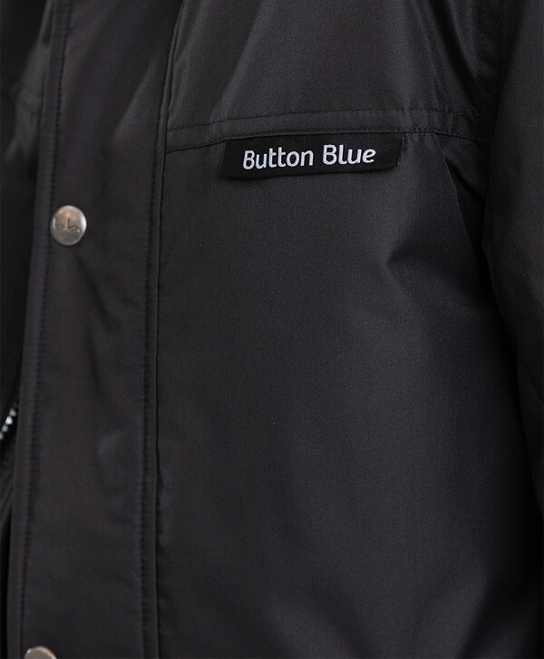Пальто черное с капюшоном Button Blue