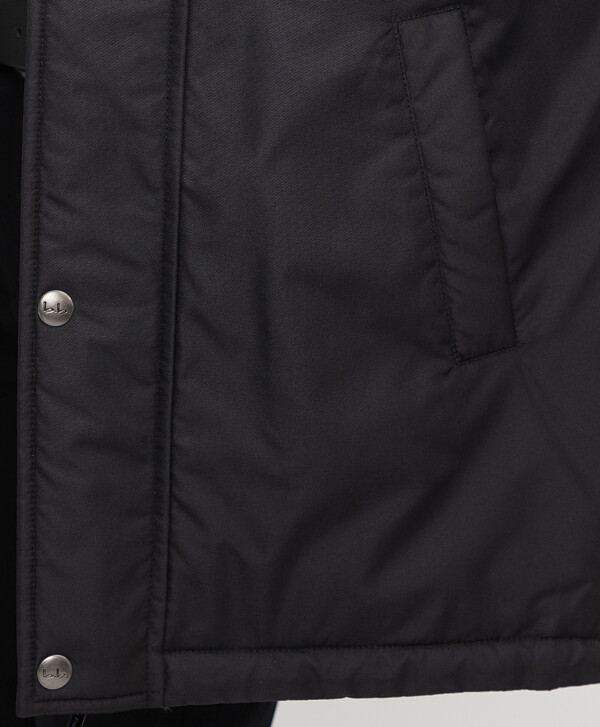 Пальто черное с капюшоном Button Blue