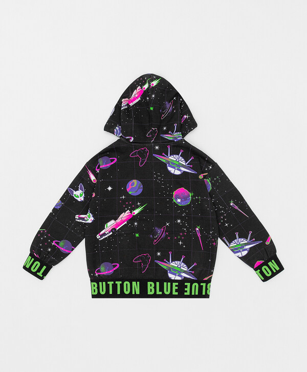 Толстовка на молнии из футера с принтом Button Blue