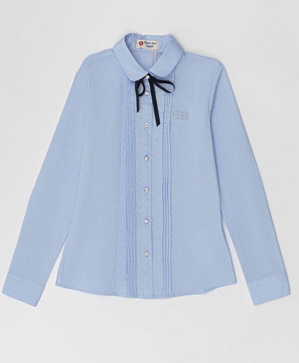 Блузка с галстуком голубая Button Blue