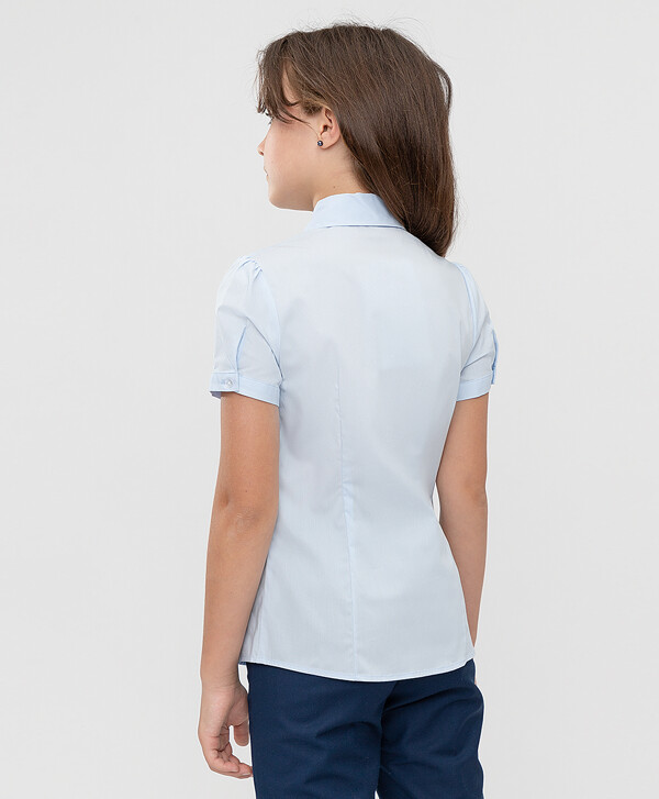 Блузка голубая с коротким рукавом Button Blue