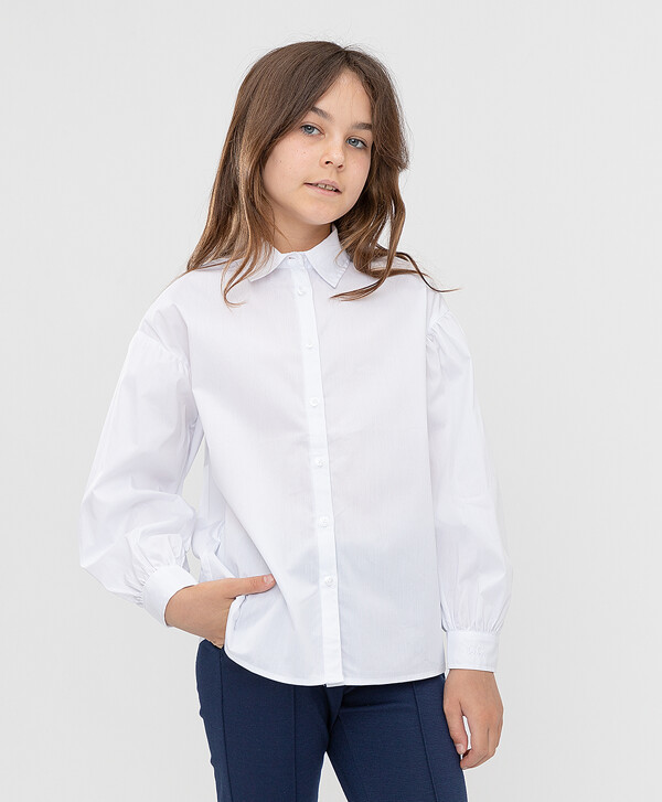 Блузка белая с объемными рукавами Button Blue