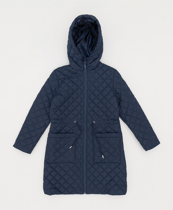 Пальто синее с капюшоном Button Blue