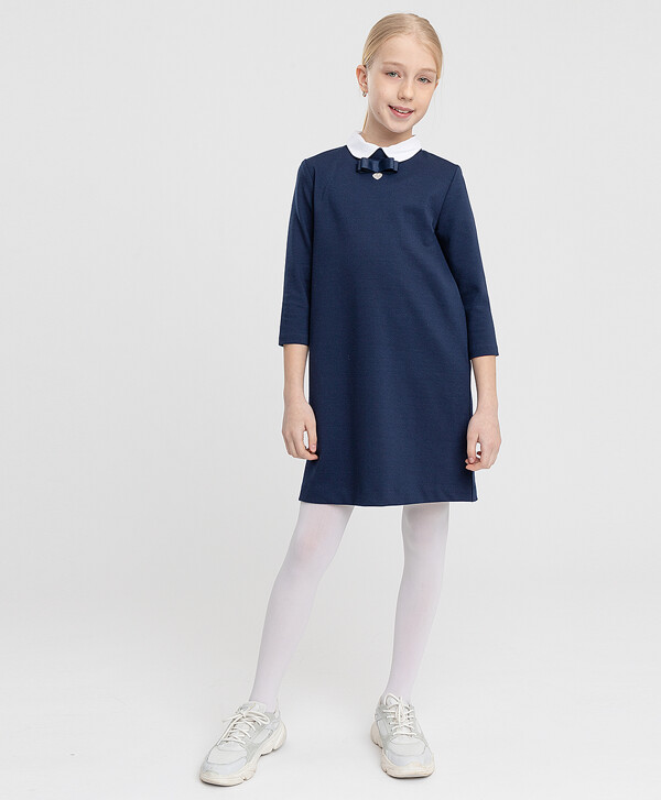 Платье синее с воротником Button Blue