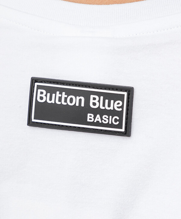 Футболка базовая из хлопка со спущенным рукавом и принтом белая Button Blue