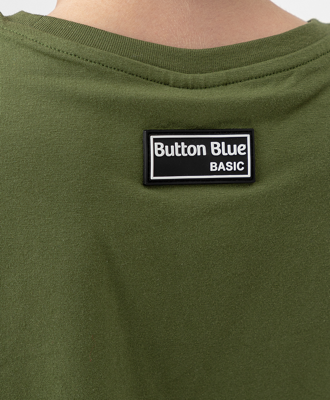 Футболка со спущенным рукавом и принтом цвета хаки Button Blue