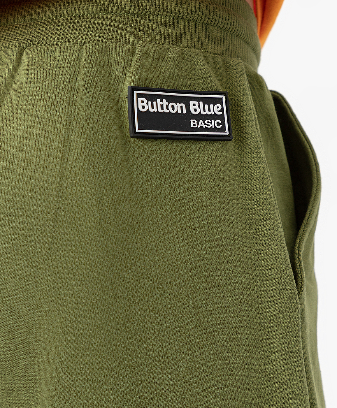 Шорты трикотажные базовые с поясом на резинке и боковыми карманами Button Blue