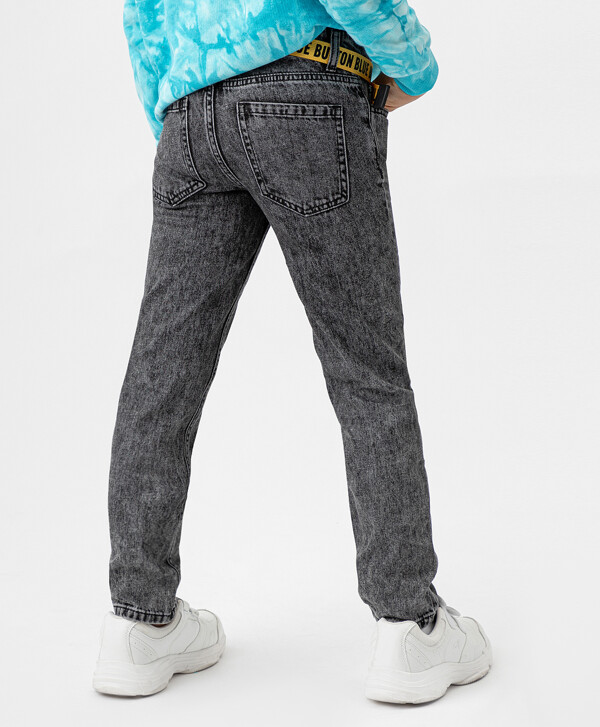 Джинсы slim fit с эффектом вываренности черные Button Blue
