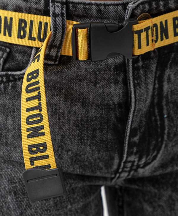 Джинсы slim fit с эффектом вываренности черные Button Blue