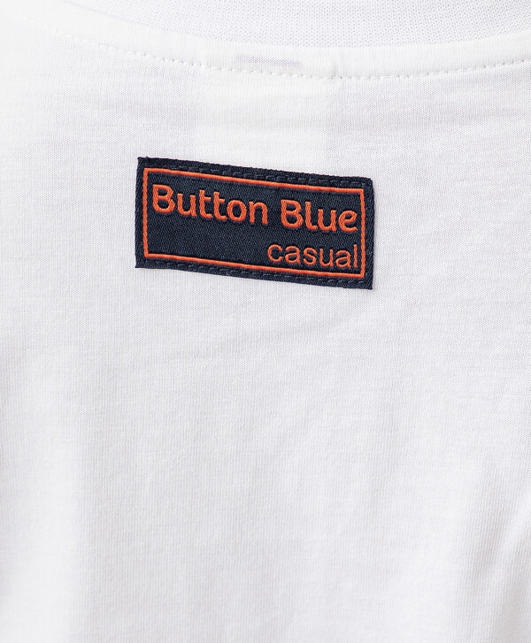 Футболка из хлопка с ярким принтом белая Button Blue