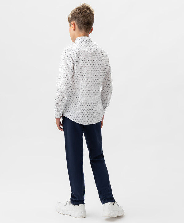 Брюки классические из трикотажа прямого кроя синие Button Blue
